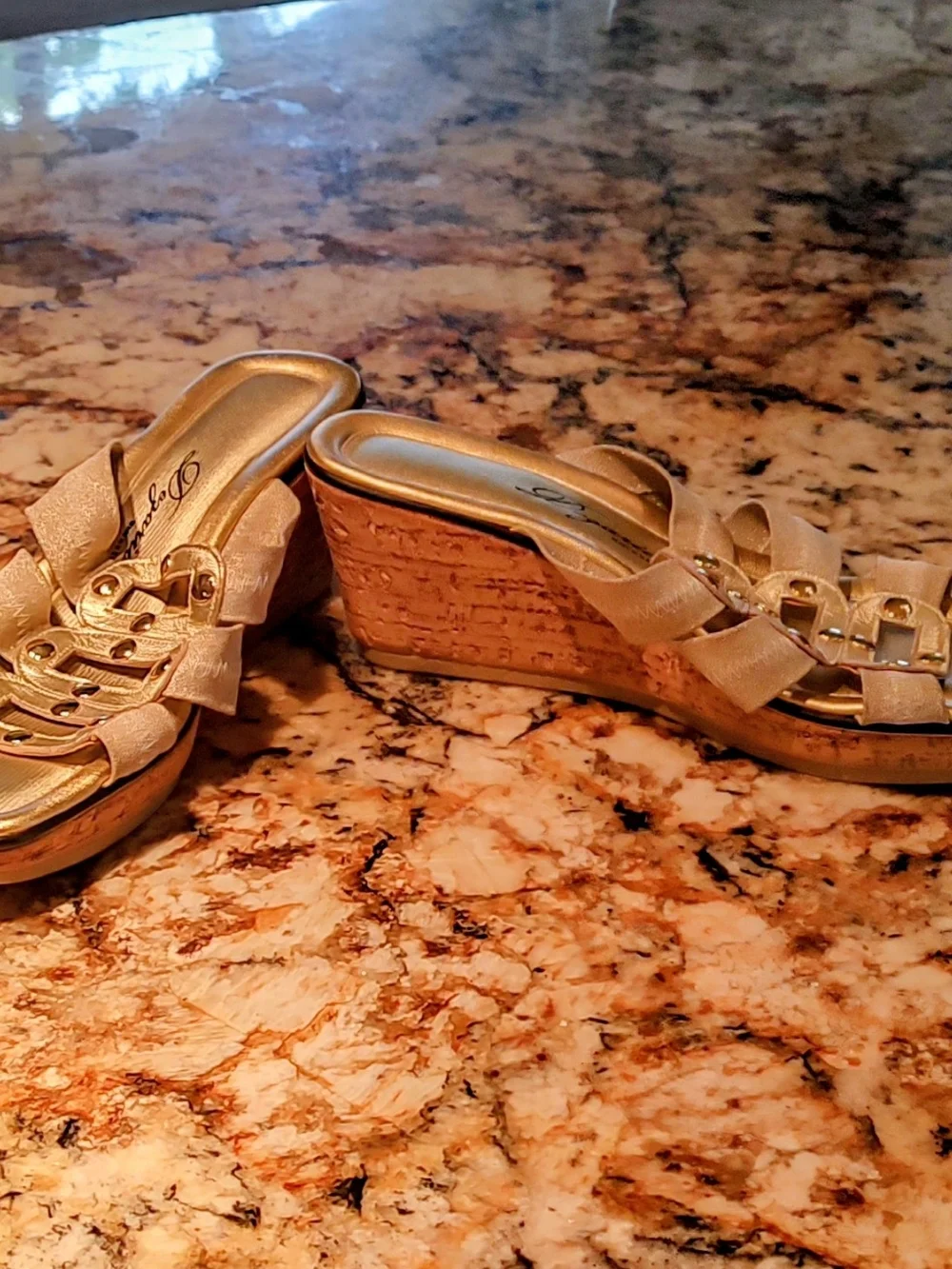 Dezario Gold Studded Wedge Sandals EU 40